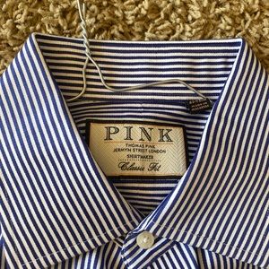 Thomas Pink 16.5 36 1/2 Blue Stripe Dress Shirt
